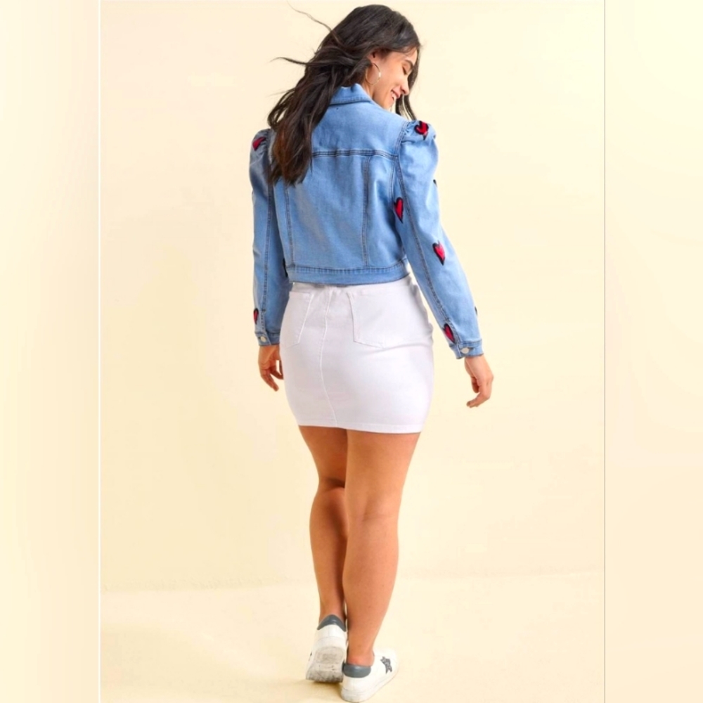 NWT Plus Size Heart Cropped Jeans Jacket 1XL - Picture 4 of 4